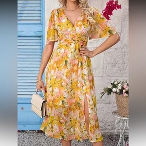 Floral Print V-Neck Dress